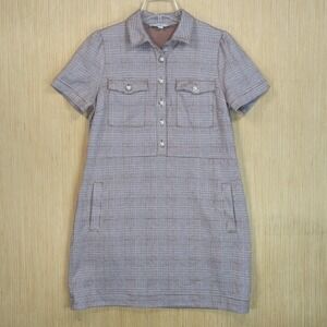 LOFT Shirt Dress Brown Plaid Houndstooth Old Money Chic Academia Retro Women 12‎